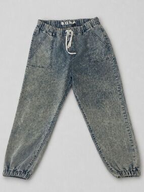 Womans Washed Blue Denim Jogger Pants